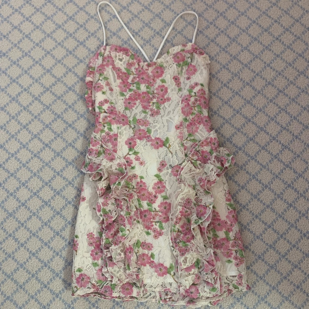Floral mini ruffle dress